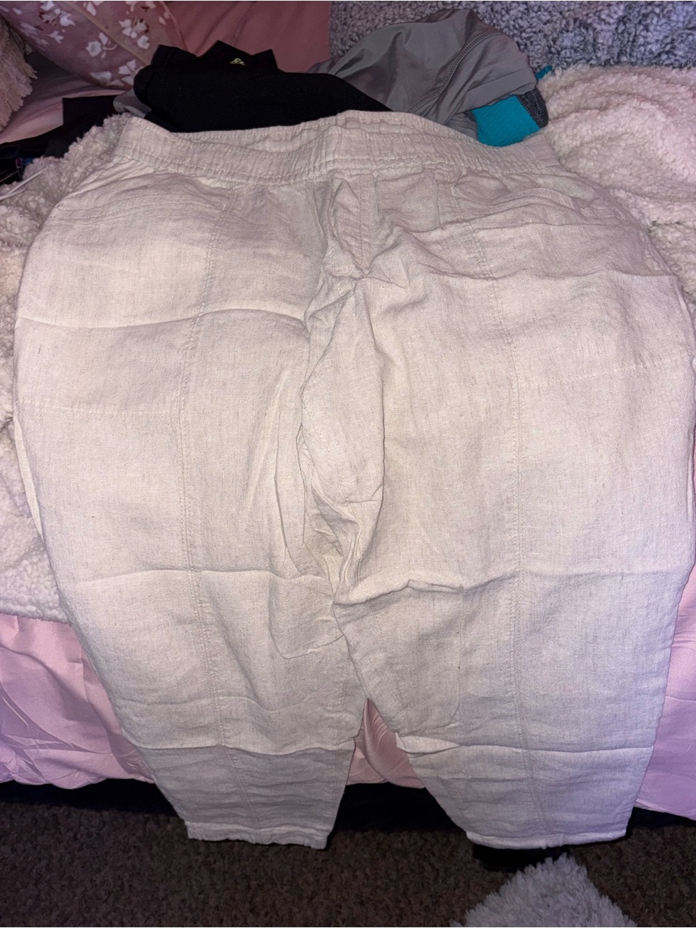 Old Navy Straight-Leg Linen-Blend Pants in Cream